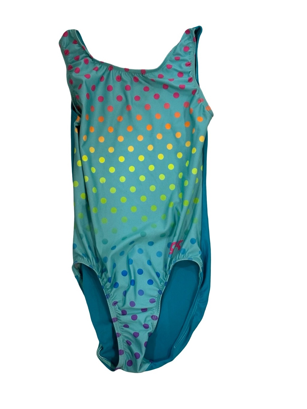 GUC GK Girls' Teal Polka Dot Size Medium Gymnastics Leotard
